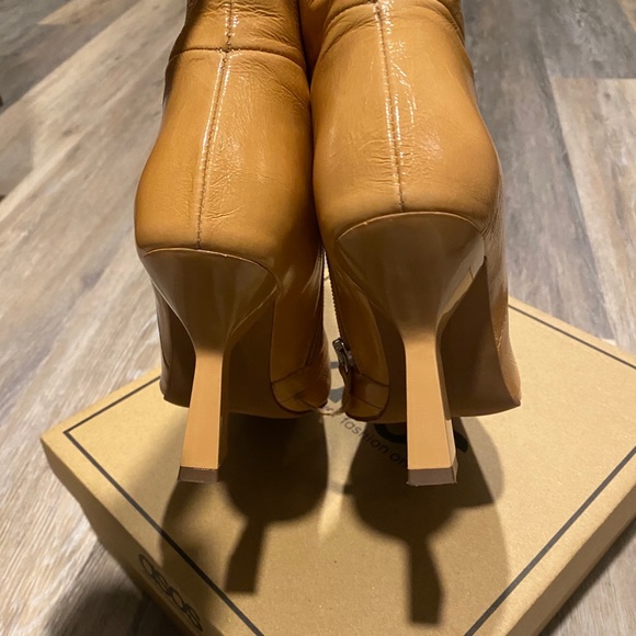 Leather Square Toe Heeled Boots in Natural - Picture 4 of 7